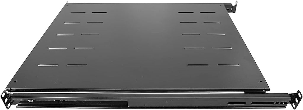 Sliding Fixed Rack Server Shelf 1U 19inch 4 Post Rack Mount-Adjustable 24inch-32inch by RAISING ELECTRONICS