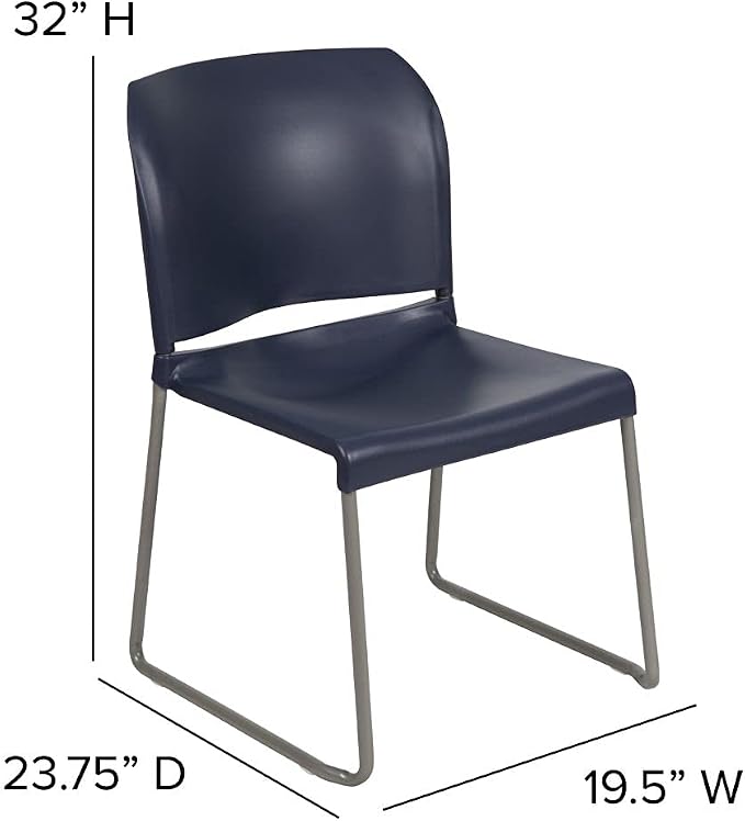 Flash Furniture Hercules Stack Chair, Gray | Sled Base, Powder Coated, Contoured, 880 LBS. Weight Capacity - Image 5