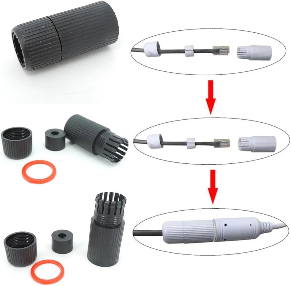 16 Set RJ45 Plug Waterproof Cap Protector Outdoor Ethernet Weatherproof End Cover for PoE Combiner Splitter Adapter Injector Kit Network IP Security Camera NVR Cam Connector - Image 6