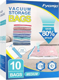 Fygrip 80% Space Saver Vacuum Storage Bags with Hand Pump, 10 Medium | Plastic Packaging Bags, Vacuum Seal Bags for Clothing, Travel Lugggage, Blankets, Comforters by Fygrip