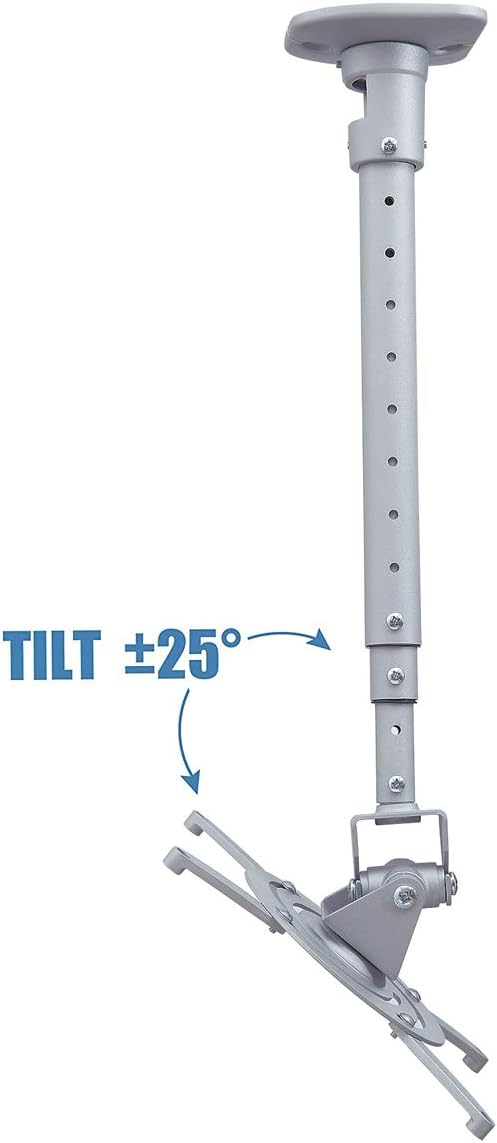 Ceiling Projector Mount Bracket with Adjustable Extendable Arms, Rotating Swivel Tilt for Home and Office Projectors (Extendable-Silver) - Image 2