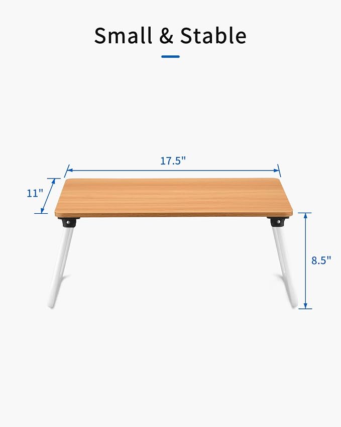 Ruxury Folding Lap Desk Laptop Stand Bed Desk Table Tray, Breakfast Serving Tray, Portable & Lightweight Mini Table for Sofa Couch Floor - Wood - Image 8