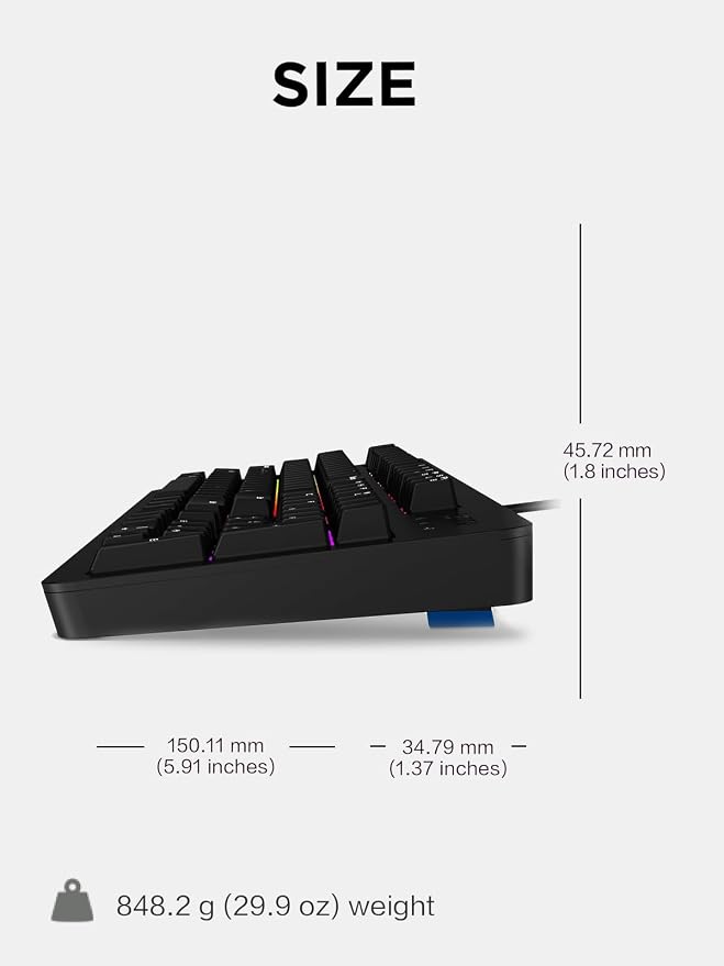 Lenovo Legion K310 RGB Wired Gaming Keyboard - Ultra-Fast Reaction Time with Tactile Keys, Quiet Key Membrane Switches, Silent Operation, RGB Illumination - Water Resistant & Compact Design - Image 4
