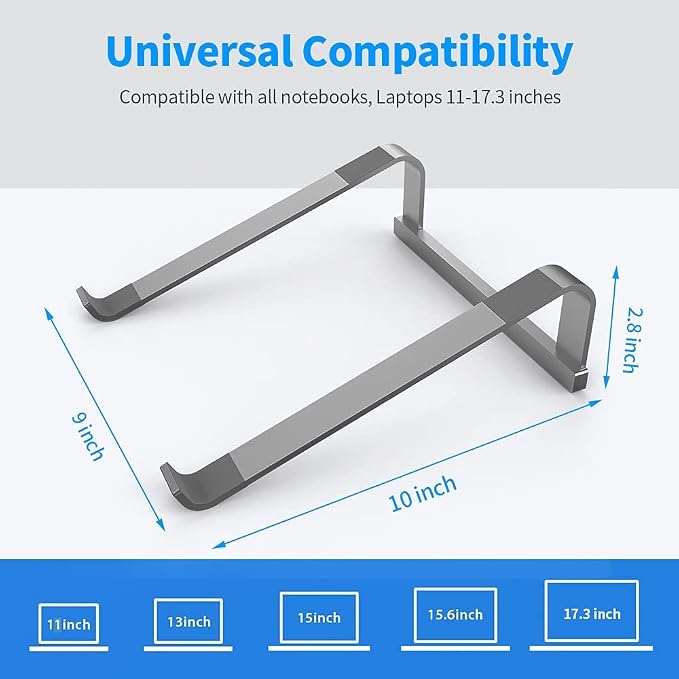 LENRUE Laptop Stand for Desk，Stable MacBook Pro Stand，Ergonomic Aluminum Computer Riser for 12 13 15 16.2 inch ，Computer Cooling Stand for Mac MacBook Pro Air,HP, Dell, More PC Notebook (Space Gray) - Image 6