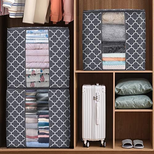 Storage Bags 3 Pack 100L Clothes Organization and Storage Containers | Large Blanket for Comforters,Bedding, Foldable Organizer with Reinforced Handle, Clear Window, Sturdy Zippers, Greyy - Image 4
