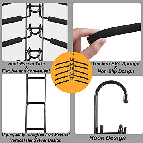 Clothes Hanger Space Saving 2 Pack Multi-Layer Shirt Hangers | Heavy Duty Coat Hanger, Non-slip Foam Padded, Detachable Design, T-Shirt Hangers for Man & Women Dorms and Apartmetns Black - Image 3