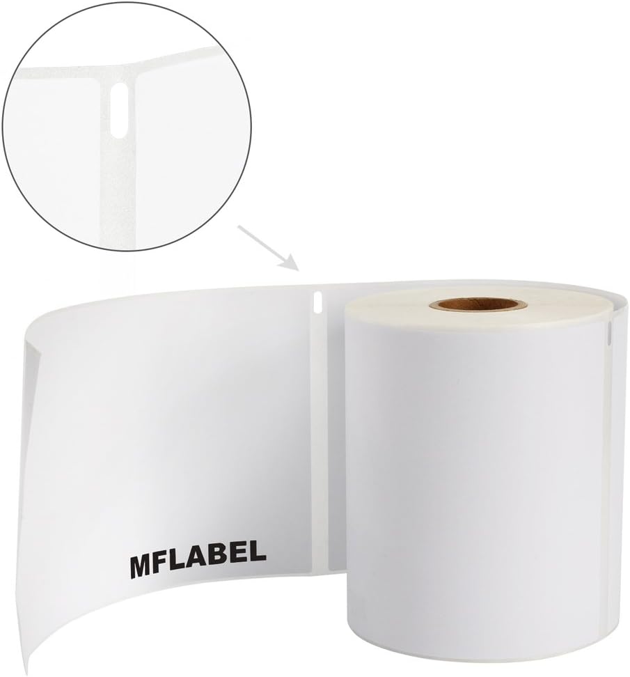 MFLABEL 4x6 Direct Thermal Shipping Labels - 4 Rolls, 220 Labels/Roll, Perforated Postage Paper with Alignment Hole, Compatible with 4XL LabelWriter 1744907 & 1755120, Rollo for USPS, UPS - Image 6