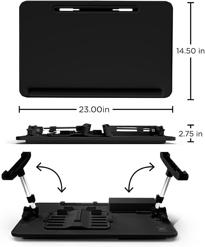 Limitless TotalDesk Portable Modern Workstation and Lap Desk with Adjustable Height & Tilt (Charcoal) - Image 3