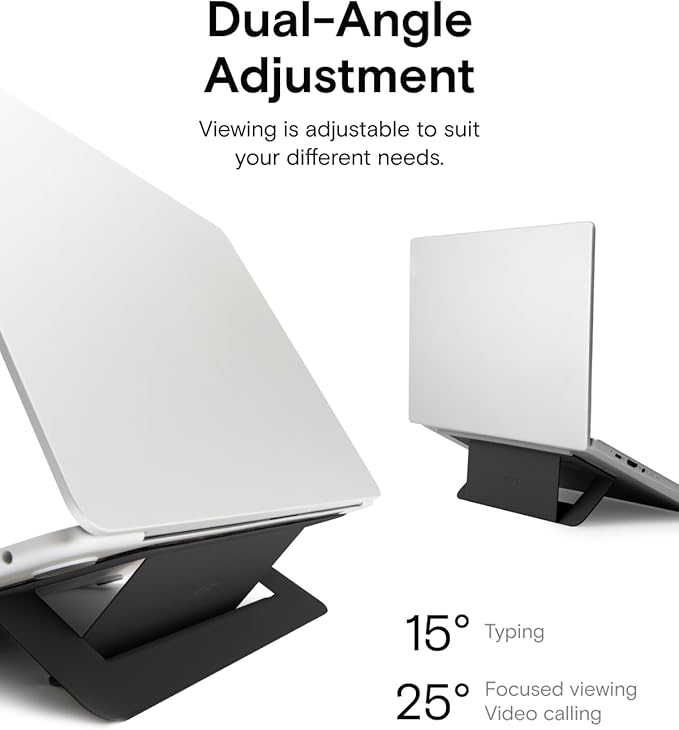 MOFT Laptop Stand for Desk, Adhesive Airflow Laptop Cooling Stand for Heat Dissipation with 2 Adjustable Viewing Angles, Foldable & Portable Computer Stand Compatible with Laptops 11"-16", Jet Black - Image 6