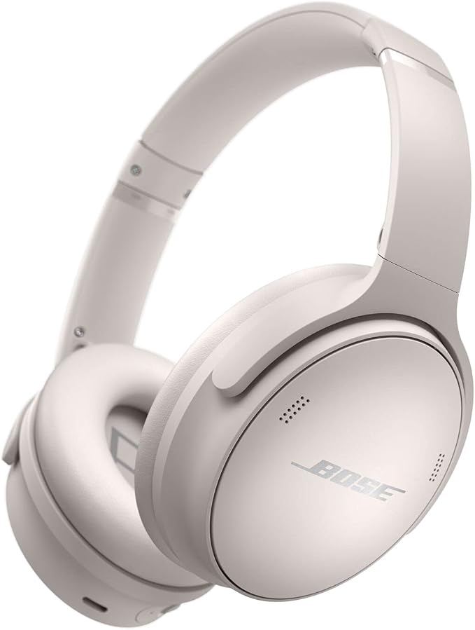 Bose QuietComfort 45 Noise Canceling Bluetooth Headphones (White Smoke) (Renewed) by Amazon+Renewed