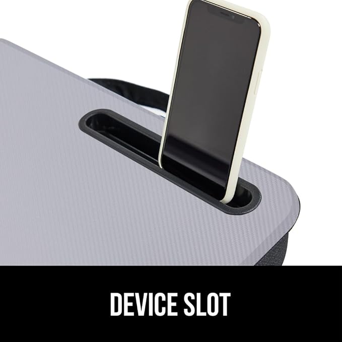 GORILLA GRIP Laptop Lap Desk with Phone Holder, Pillow Cushion Desks Fit Laptops up to 15.6", Tray Ledge Keep Computers in Place, Portable Travel Workstation Essentials for Home, Dorm Room, Gray - Image 7
