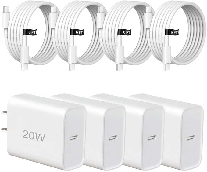USB C Charger Block Fast Charging,4 Pack Type C Wall Charger for iPhone 17/16/15 by Unknown