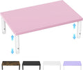 ECOLOVI Adjustable Wood Computer Monitor Stand Riser, Office Desk Organizer and Accessories for Monitor, Laptop, PC, Printer, Office Desk Accessories Workspace Organizer for Home Office Supplies, Pink by ECOLOVI