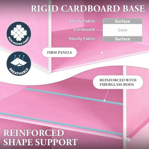 Simple Houseware 3 Shelf Hanging Closet Organizer, Pink | 360° Rotating Dual Hooks, Top Support Metal Frame - Image 4