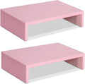 TEAMIX Pink Monitor Stand Riser - 2 PackS, Wood | Dual Stand for 2 monitors. Holds 80 lbs, Stack or Separate Adjustable Use, Fits laptop, TV, PC. For Home Office, Gaming by TEAMIX