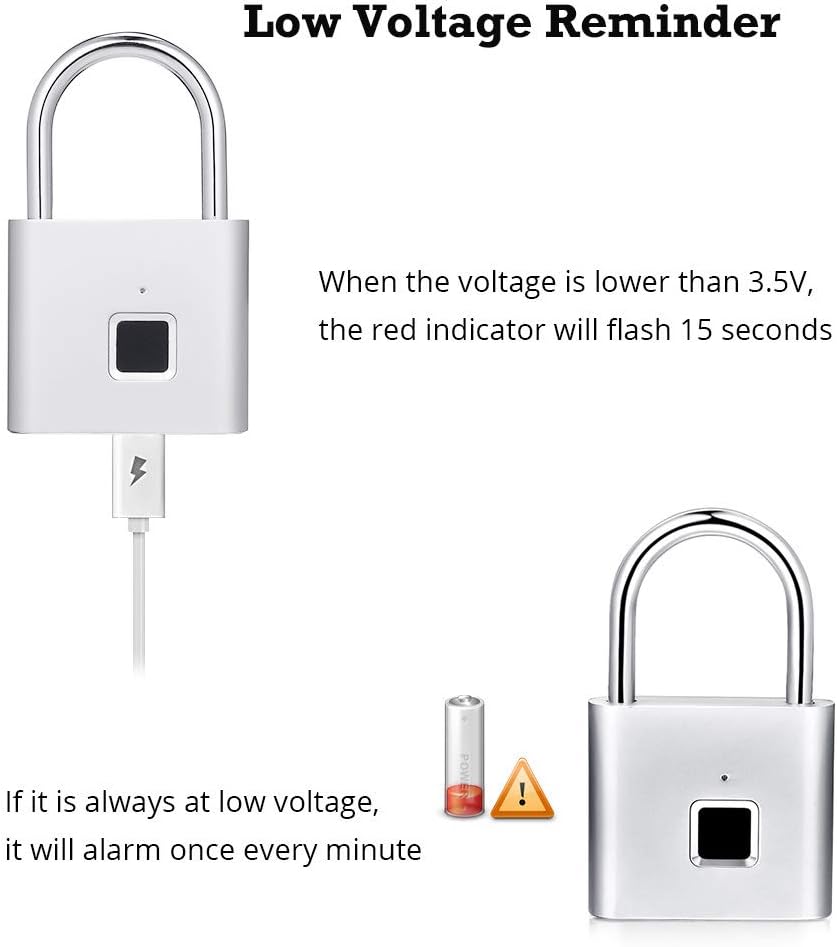 Fingerprint Padlock, USB Charging Waterproof Mini Smart Security Lock with No App, No Key, No Trouble, Friendly for Kids and Elderly - Image 4