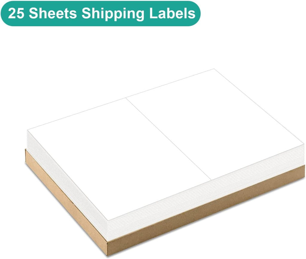 MFLABEL Half Sheet Shipping Labels - 8.5" x 5.5" Adhesive Packaging Labels for Laser & Inkjet Printers, 50 Self-Adhesive Stickers (25 Sheets) for Boxes, Mail, FBA & DIY Projects - Image 3