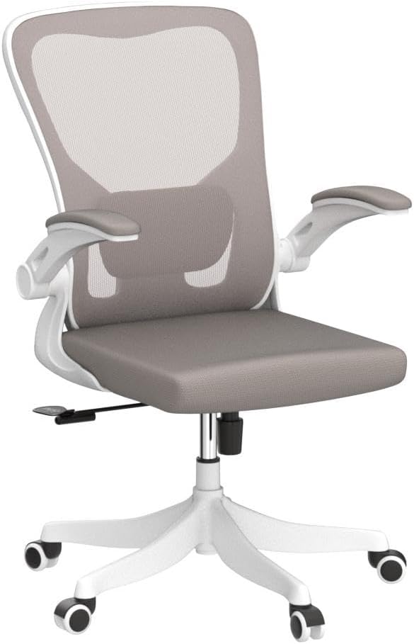 Monhey Ergonomic Office Desk Chair with Lumbar Support, High Back (Khaki) | 90°-125° Tilt Lock, 360° Swivel, Mute Wheels, High Back, Breathable Mesh, Foldable Armrests, Home Office Use - Image 4
