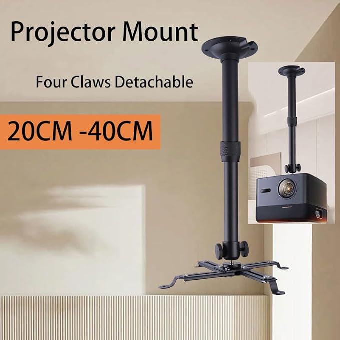 Universal Projector Ceiling or Wall Mount Black with Extendable Arms, for 12.5 in - 1.5 in Projector , Low Profile Quick Release Projector Holder Bracket Adjustable Height: 7.8in-15.7in / 20cm-40cm - Image 2