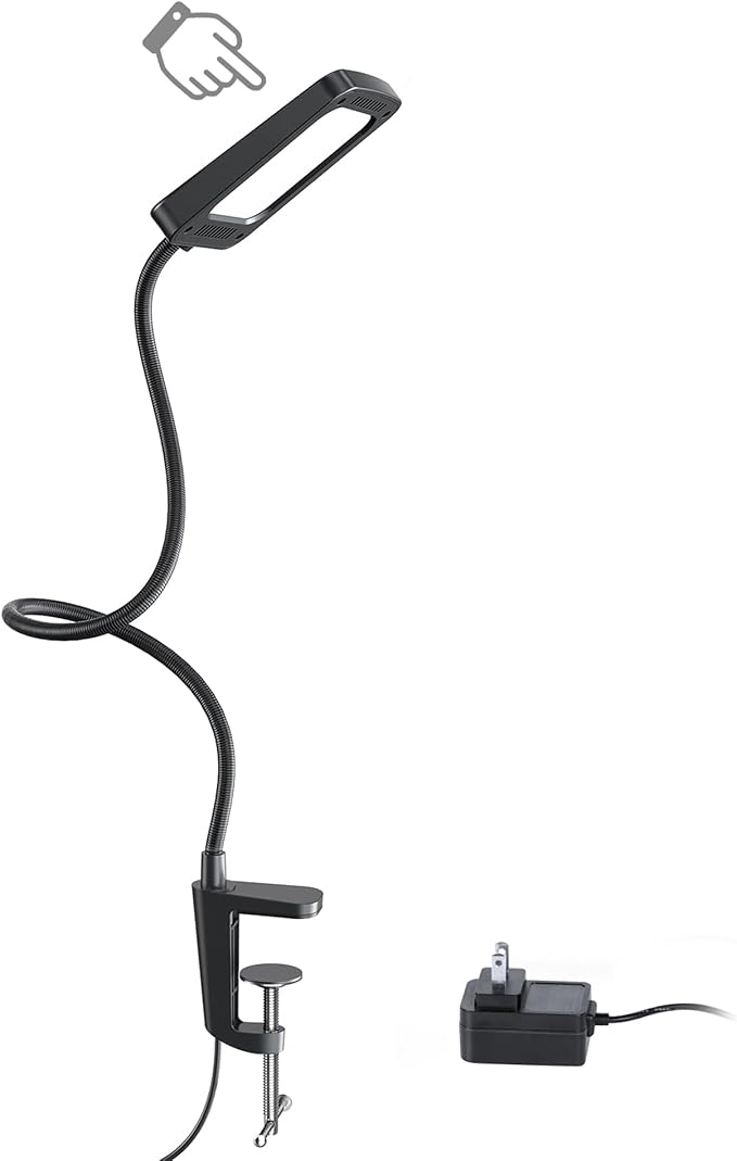 TROND LED Desk Lamp with Clamp, 6000K Daylight, Flexible Gooseneck on Light | 1000LM Super Bright 3-Level Dimmable Desk Light Extra-Long, Eye-Care Clamp Lamp for Painting, Workbench,Reading by TRONDOfficial