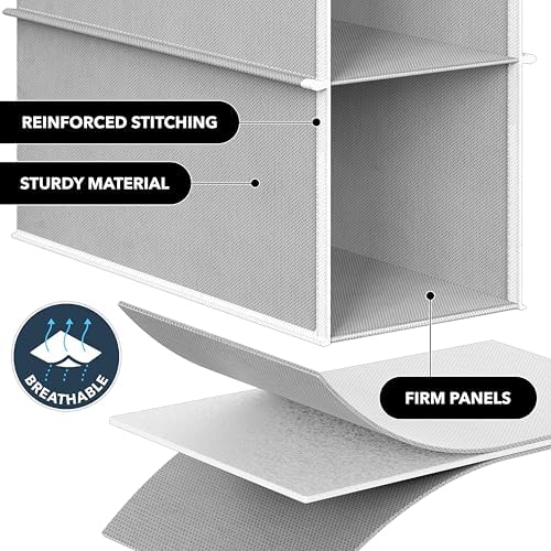 Simple Houseware 10 Shelves Closet Hanging Shoe Organizer, Gray | Dual Metal Hooks, Holds Up to 20 lbs, for Narrow Space - Image 4