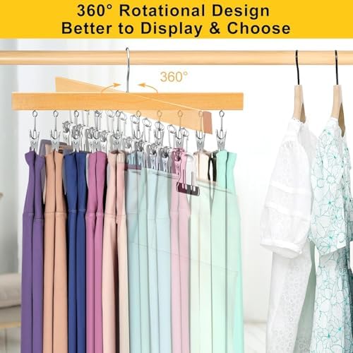 Legging Organizer for Closet, Pants Hangers with Clips | Holds 20 Leggings, Jeans, Hats, Shorts, Socks, 360° Rotating Space Saving Hanging Clothes Organizer and Storage 2Pcs - Image 2
