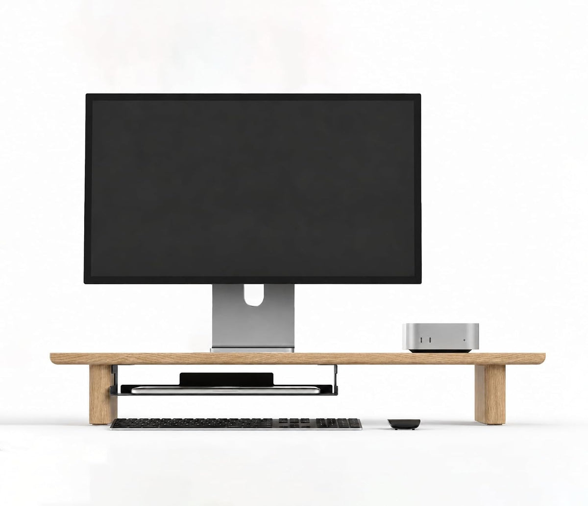 Multi-Purpose Steel Desk Tray - Under Desk Organizer & Monitor Stand Add-on Shelf, Includes Mounting Hardware, Black - Image 3