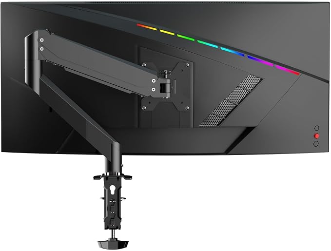 Pholiten Single Monitor Mount for up to 35" Screens | Fully Adjustable Gas Spring Arm, Holds up to 24lb, VESA 75/100mm, Black by PholitenMonitorArm