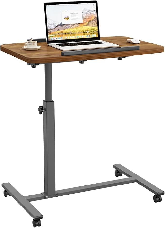 Laptop Table Mobile Adjustable Height Portable Desk Notebook Swivel PC Computer Rolling Desk with Wheels, Laptop Stand for Couch Bedside Hospital Bed Table by Unknown