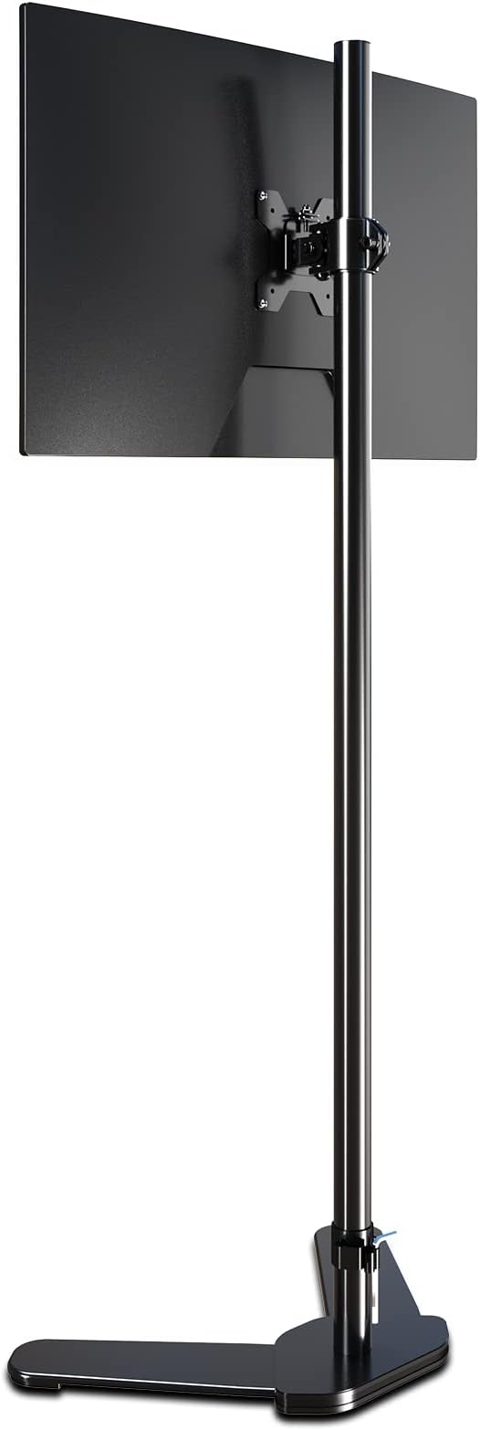 Pholiten Single Tall Monitor Mount with 47 inch Pole,Floor Computer Stand | Extra Long Free-Standing Monitor Mount, Support 13 to 27 inch Screen, 22lbs by PholitenMonitorArm
