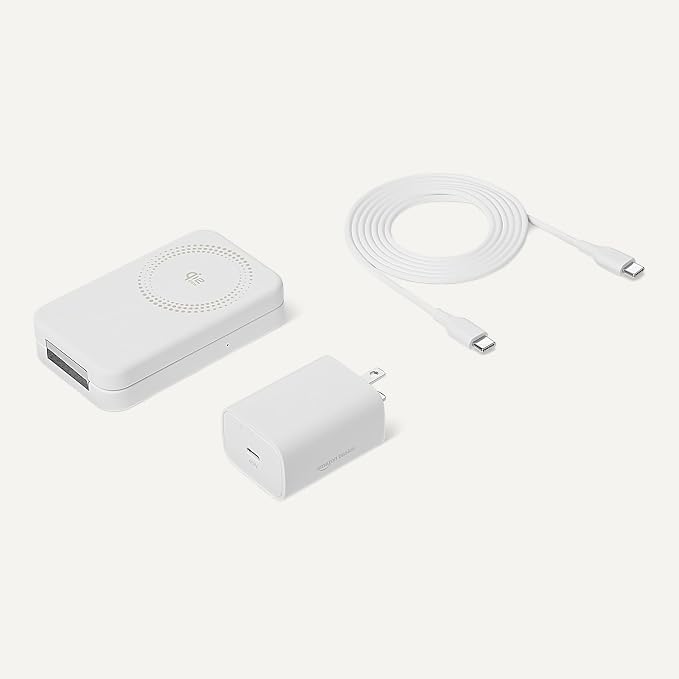 Amazon Basics MagSafe Compatible Wireless Charging Station, 25W Max. Fast Charging Qi2.2 Certified 2-in-1 Charger, Foldable Stand for iPhone 17/16/15/14/13/12 & AirPods, with 45W Max. Adapter, White - Image 4