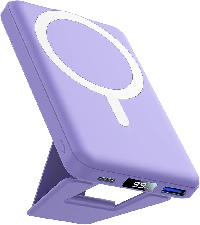 AOGUERBE Magnetic Power Bank, 10000mAh Wireless Portable Charger with Stand | 22.5W PD Fast Charging for Magsafe Battery pack, LED Display, Travel Essential Magnetic Phone Charger for iPhone 17-12 Series by AOGUERBE