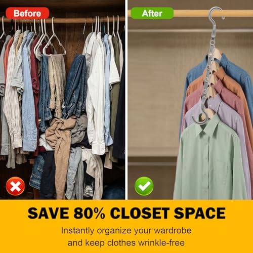 12 Pack College Dorm Room Essentials for Girls Guys, Closet Organizers | Closet Organizers and Storag, Stronger Space Saving Hangers Clothes Hanger, 5 Holes, Magic Home Organization - Image 2