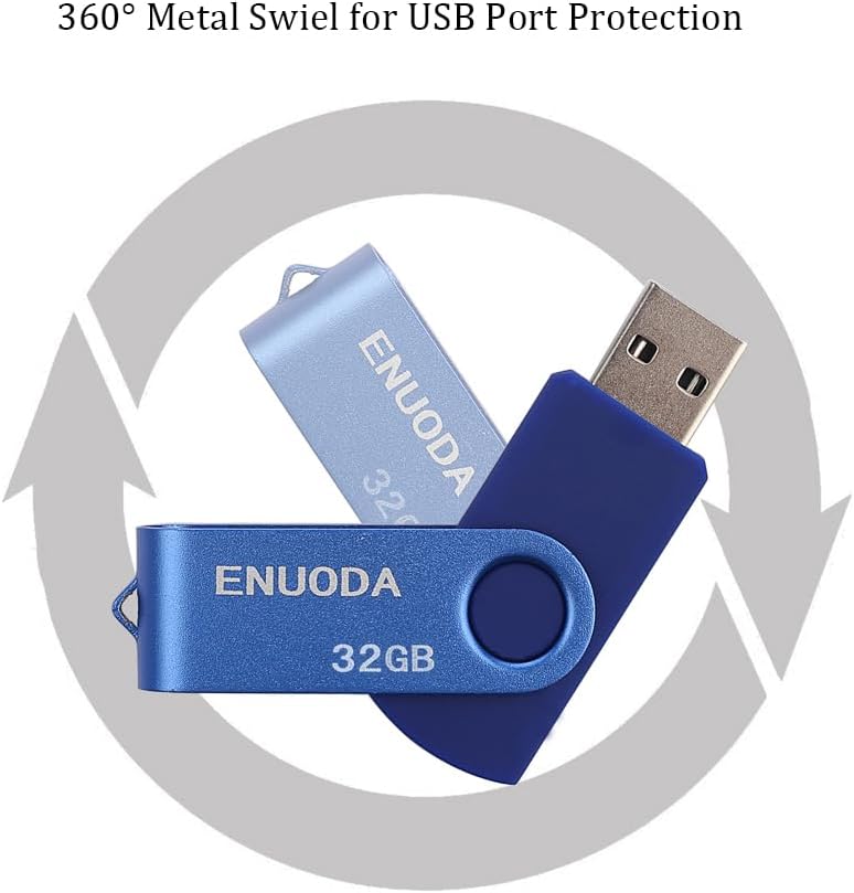 32GB Flash Drive 5 Pack ENUODA Thumb Drives 32GB Swivel Design USB 2.0 Memory Stick Jump Drive Pen Drive for Storage and Backup (5 Colors) - Image 5