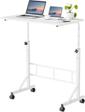 DUMOS 31.5" Walking Pad Desk, Laptop Desk, Home Office | Lockable Wheels, Adjustable Height, Portable Rolling Design, Treadmill Use, Stand Up Style, White by DumosLifestyle