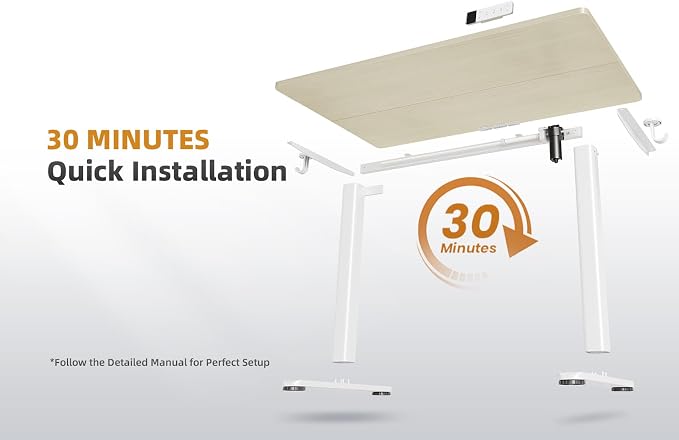 Claiks Electric Height Adjustable Standing Desk, 35x20 Inch, Nature | Smooth Height Adjustment, 3 Memory Presets, Cable Management Hub&Hook, Stable Steel Frame, 176lbs Capacity, Easy Assembly - Image 7