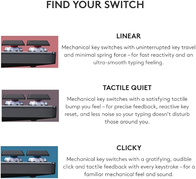 Logitech MX Mechanical Wireless Illuminated Performance Keyboard Clicky | Illuminated performance, backlit keys, Bluetooth, USB-C, macOS, Windows, Linux, iOS, Android - Image 3