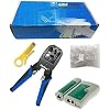 UbiGear® Network/Phone Cable Tester + RJ11/RJ12/RJ22/RJ45 Crimp Crimper +100 RJ45 CAT5 CAT5e Connector Plug Network Tool Kits (Crimper315) by UbiGear