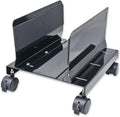 IO CREST SY-ACC65063 Mobile Desktop Tower Computer Metal Floor Stand Rolling Caster Wheels with Tall Support Walls and Adjustable Width from 6" to 10",Steel Black by Syba