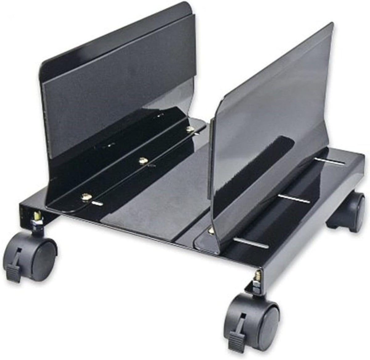 IO CREST SY-ACC65063 Mobile Desktop Tower Computer Metal Floor Stand Rolling Caster Wheels with Tall Support Walls and Adjustable Width from 6" to 10",Steel Black by Syba