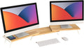 loukin Dual Monitor Stand Riser for Desk, 43.6" × 8.2" Computer Stand, Wood | Supports 22 lb, No Installation Required, Water-Resistant Surface, Fits Laptops and Printers, Ergonomic Design by LOUKIN