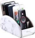 All-in-One Leather White TV Remote Holder with 5 Compartments by YAPISHI