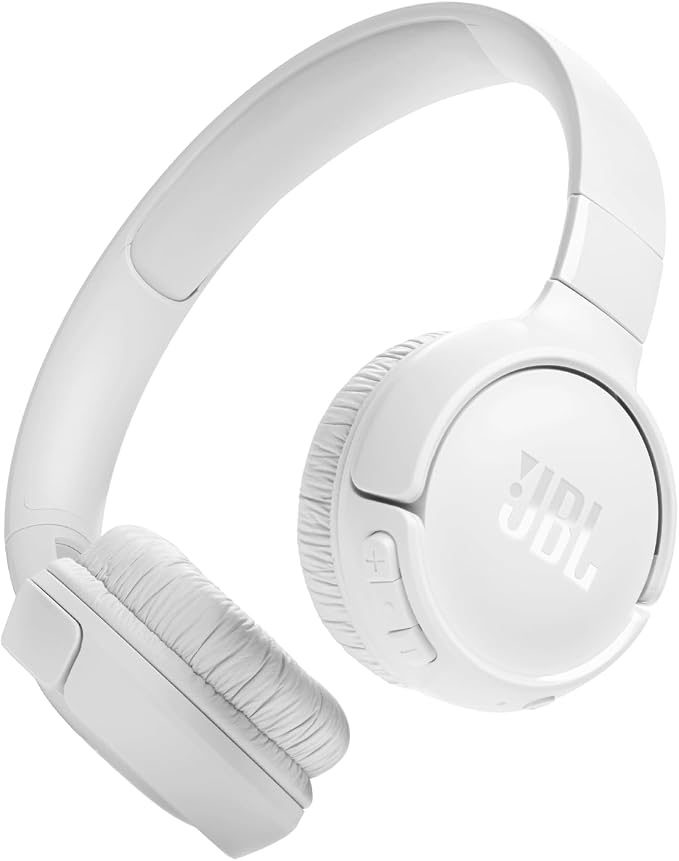 JBL Tune 520BT - Wireless On-Ear Headphones, Up to 57H Battery Life and Speed Charge, Lightweight, Comfortable and Foldable Design, Hands-Free Calls with Voice Aware (White) by JBL