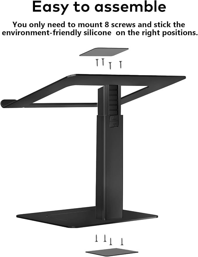 Laptop Stand for Desk, Ergonomic Aluminum Laptop Stand Adjustable Height from 7-15", Sitting and Standing Laptop Riser for 10-17" Notebook - Image 7