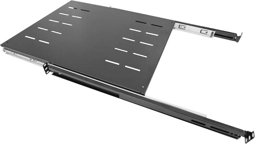 GlobalRack 1U Sliding Shelf,23.75-34" Adjustable, Double-Sided, Soft-Close by Global Rack