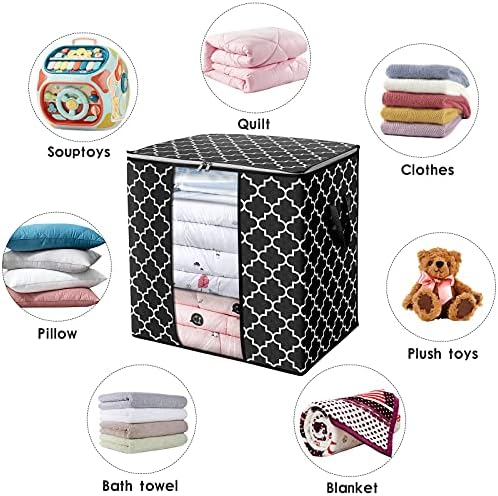 Storage Bags 2 Pack 100L Clothes Organization and Storage Containers | Large Blanket for Comforters,Bedding, Foldable Organizer with Reinforced Handle, Clear Window, Sturdy Zippers, Black - Image 4