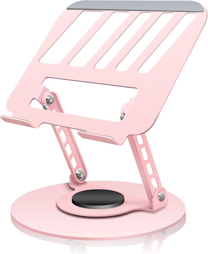 360° Rotating Adjustable Laptop Stand Perfect for Work, Painting,Office,Travel,Home,Fits MacBook & Laptops up to 13-15",Dual Rotary Shaft,Folding Design-Pink by ZSAUTHREE