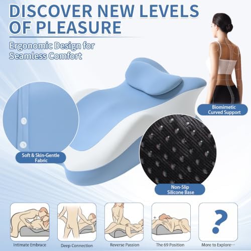 Intimacy Pillow & Sweet Spot Pillow for Couples – Ergonomic Memory Foam Cushion, Multi-Use Wedge Pillow for Daily, Breathable Removable Cover, High-Density Foam, Ideal for Bedroom (Blue) - Image 7