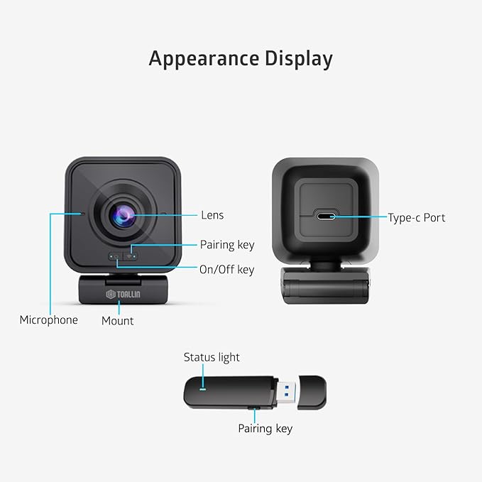 TOALLIN 1080P HD Wireless Webcam for PC, Built-in Noise-Canceling Mic | Wireless Computer Camera for Video Conferencing, Live Streaming and Online Video Calls - Image 5