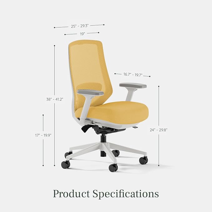 Branch Ergonomic Chair Pro, Mesh Office Chair with 14 Points of Adjustment | Height, Depth and Tilt Adjustable, 5D Armrests, Forward Tilt, Smooth Recline, and Lumbar Support, Spark - Image 2
